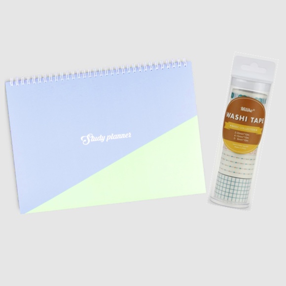A4 STUDY PLANNER & BASIC COLLECTION WASHI TAPE - Picture 1 of 8